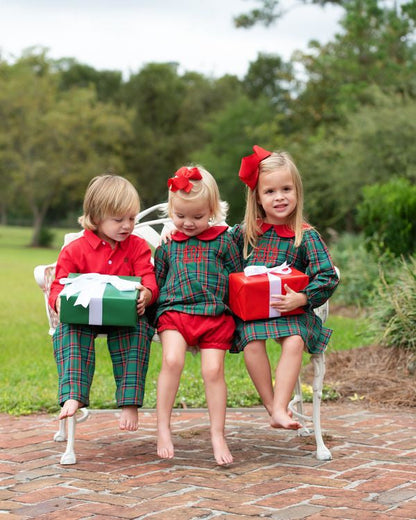 Green And Red Plaid Flannel Corduroy Diaper Set