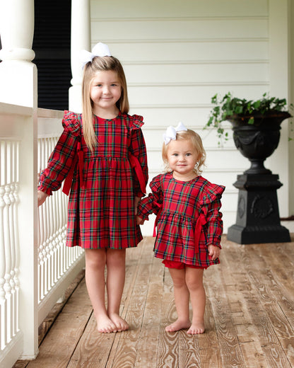 Red And Green Plaid Bow Dress