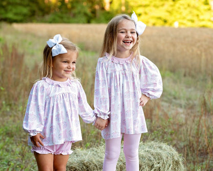 Pink Gingham And Floral Pumpkin Legging Set