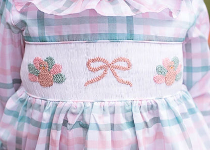 Pink And Green Plaid Smocked Turkey Diaper Set