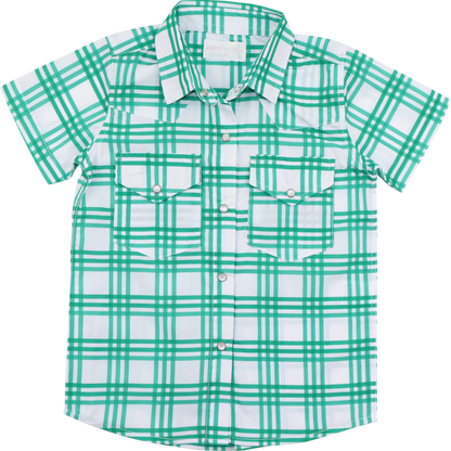 Green Plaid Collegiate Pearl Snap Shirt