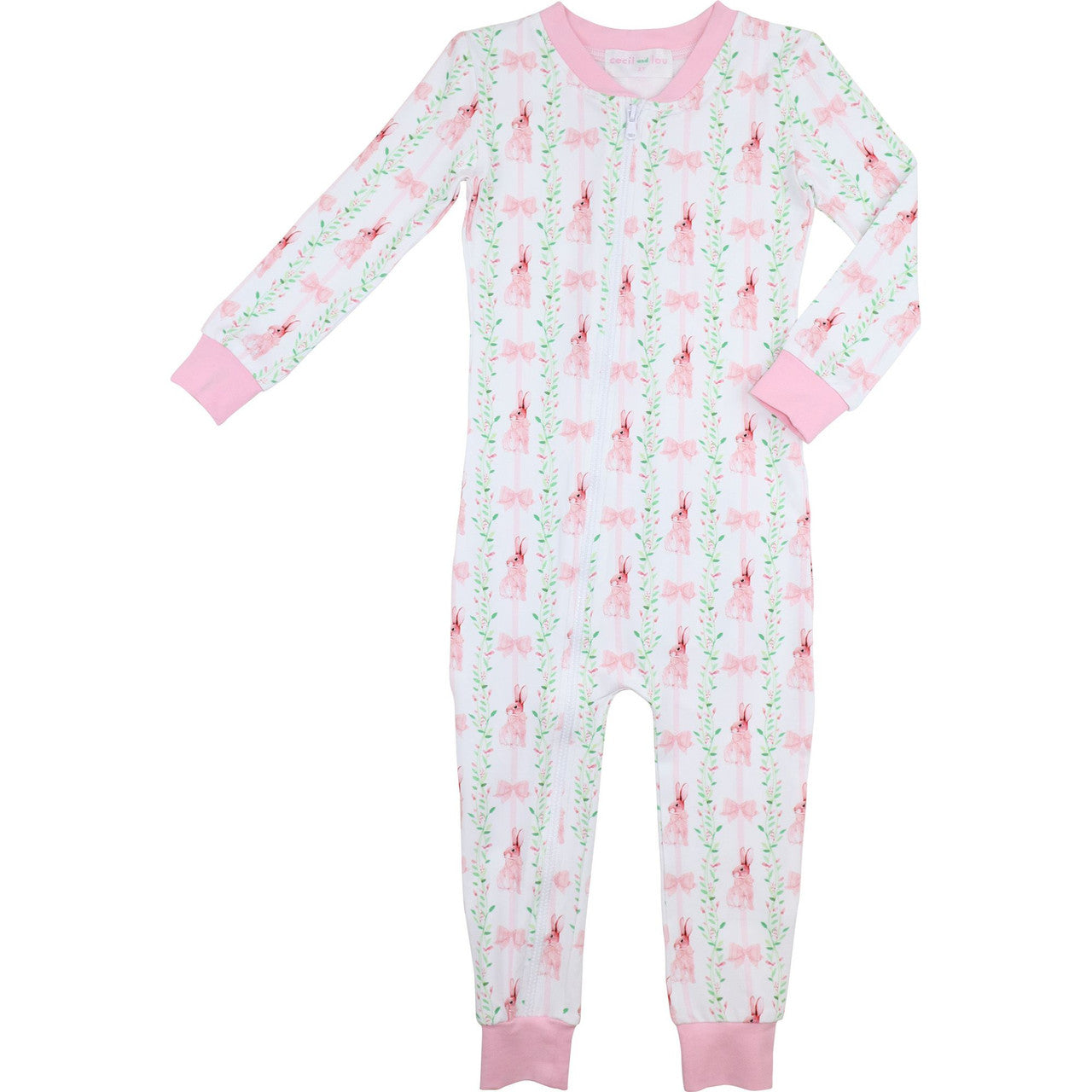 Bunnies, Bows And Vines Knit Zipper Pajamas