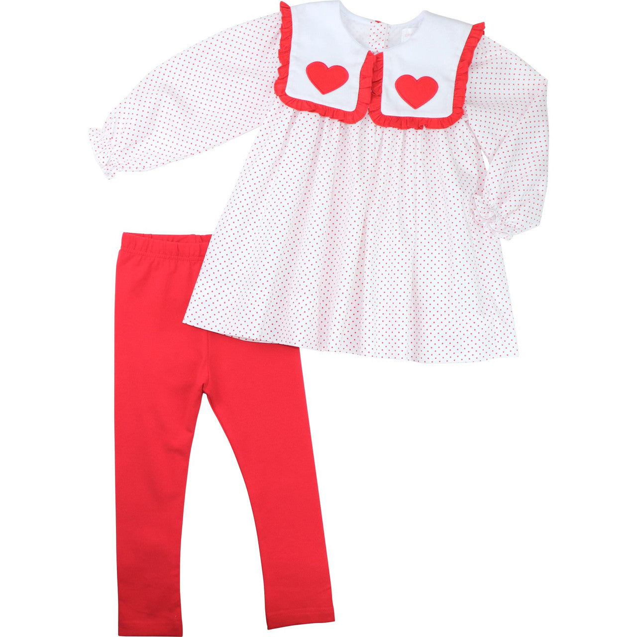 Red Dot Pique Applique Hearts Legging Set