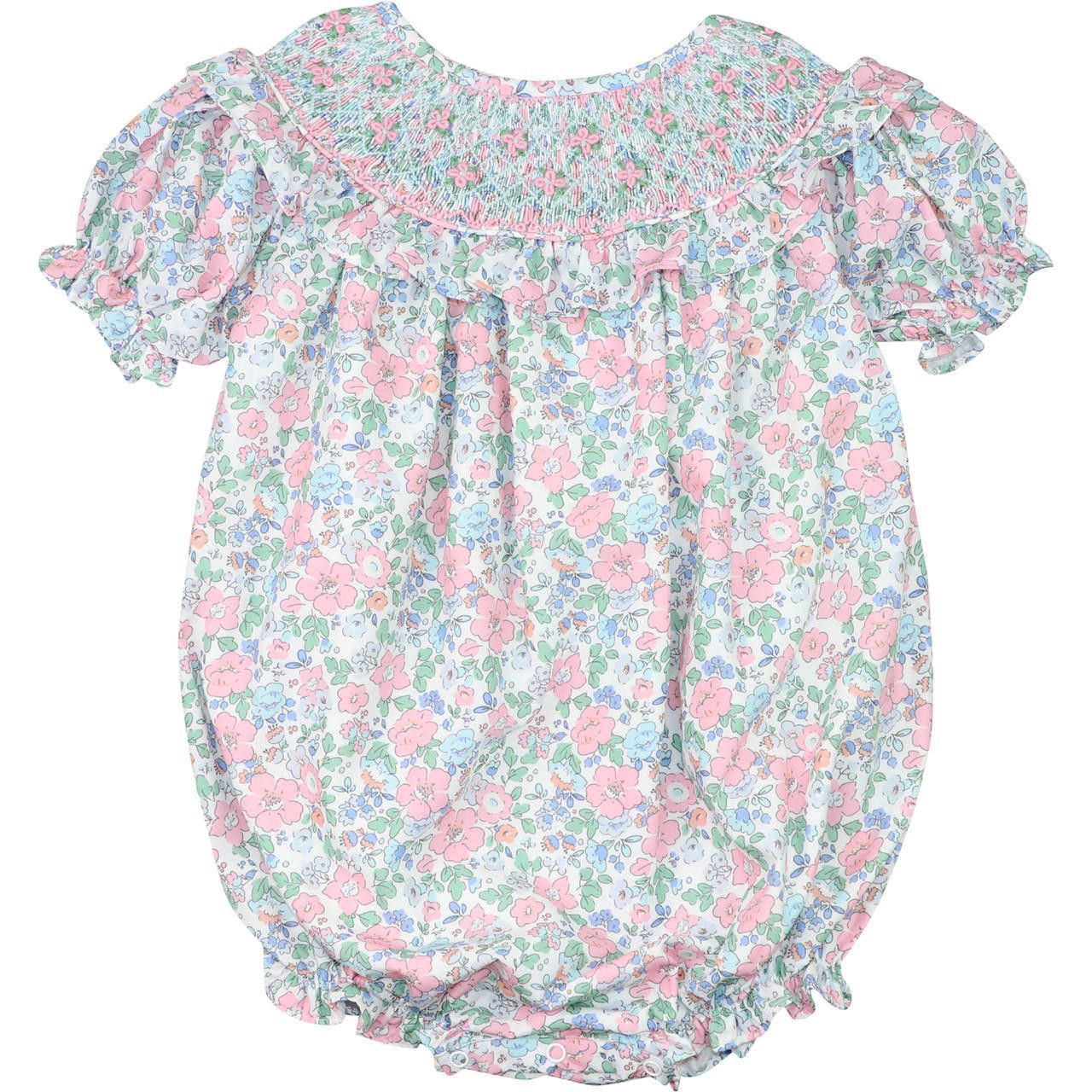 Pink And Blue Liberty Floral Smocked Bubble