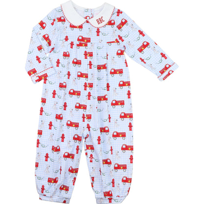 Valentine Firetruck Knit Long Romper