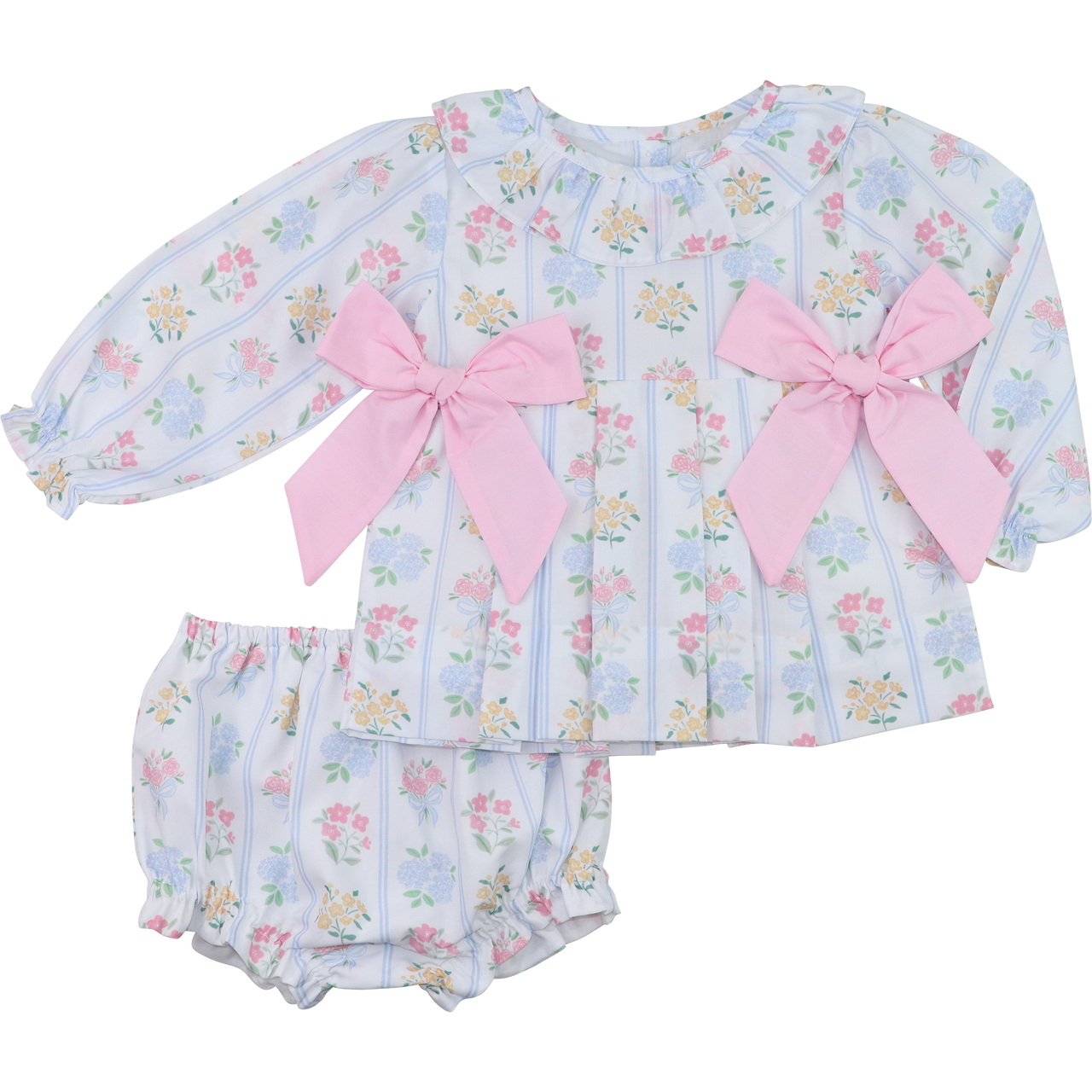 Pink And Blue Floral Bouquet Diaper Set