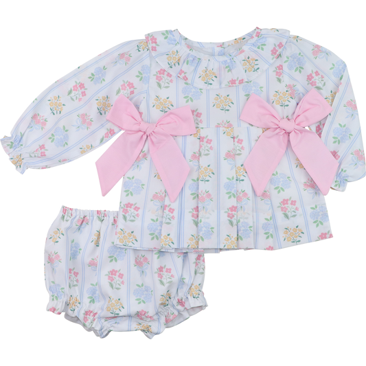 Pink And Blue Floral Bouquet Diaper Set