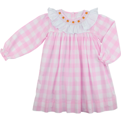 Pink Check Smocked Pumpkin Dress