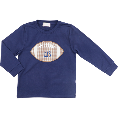 Navy Knit Applique Football Shirt