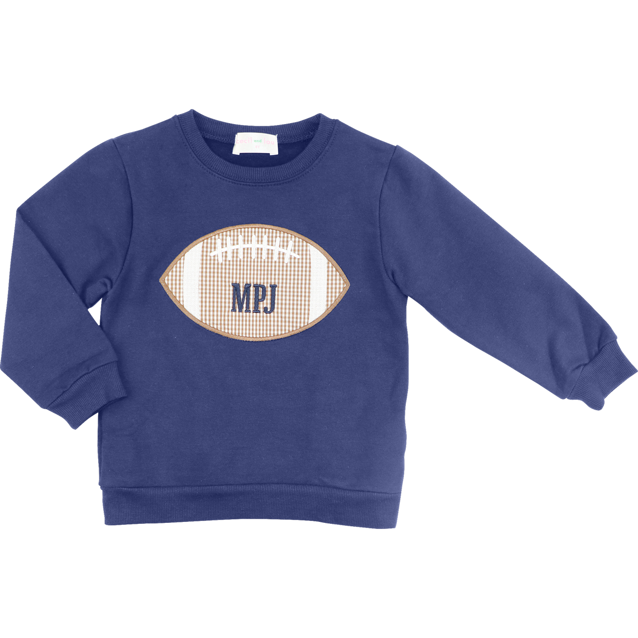 Navy Applique Football Sweatshirt