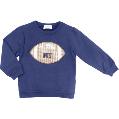 Navy Applique Football Sweatshirt