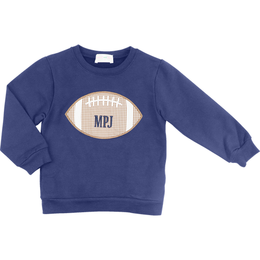 Navy Applique Football Sweatshirt