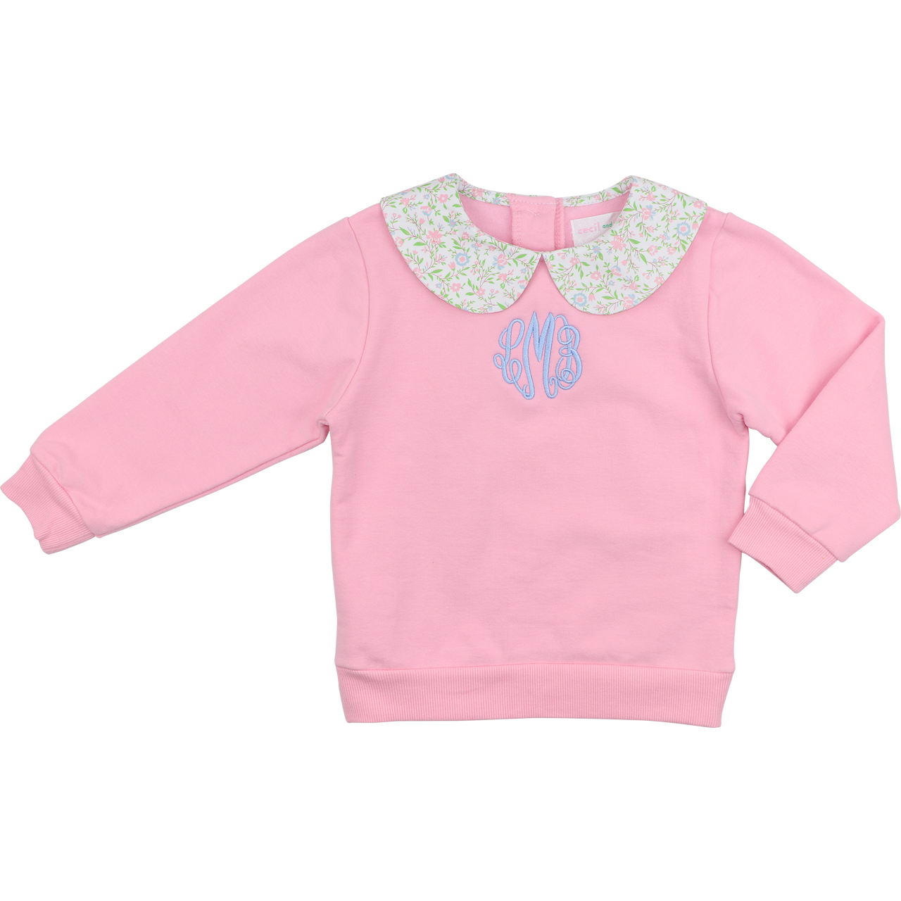 Pink Floral Collar Sweatshirt