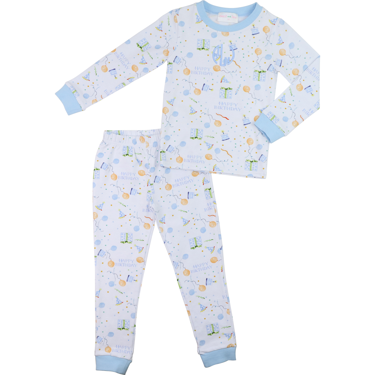 Blue Birthday Print Knit Pajamas