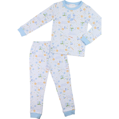 Blue Birthday Print Knit Pajamas