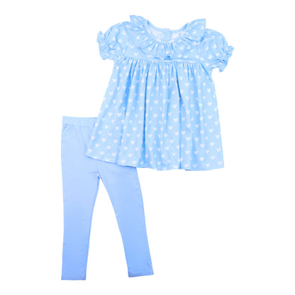 Blue And White Knit Mouse Ears Legging Set