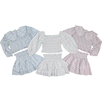 Lavender Liberty Smocked Skirt Set