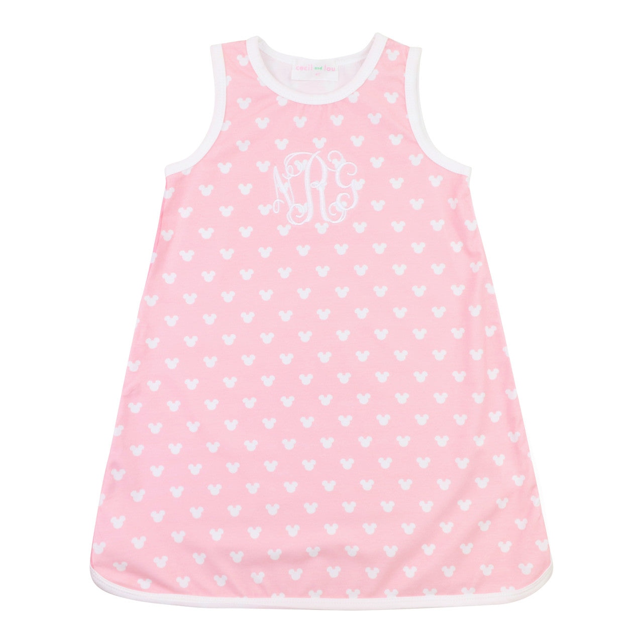 Pink And White Mouse Ears Print Knit Dress