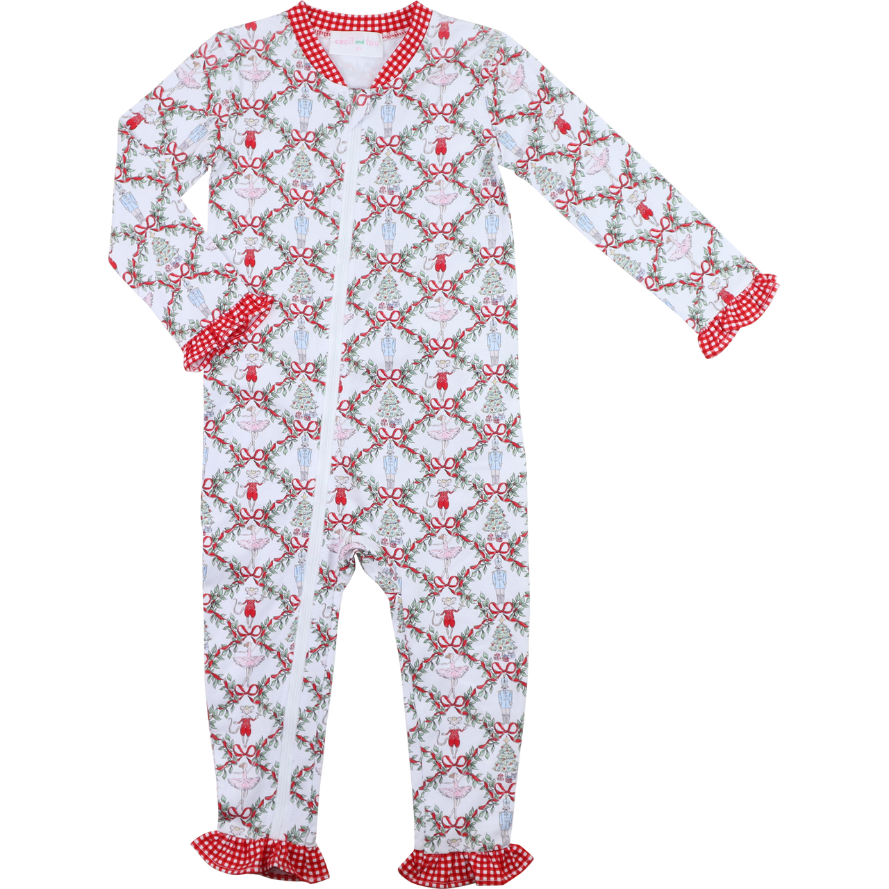 Holiday Garland Nutcracker Ballet Knit Zipper Pajamas