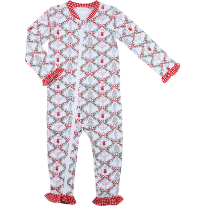 Holiday Garland Nutcracker Ballet Knit Zipper Pajamas