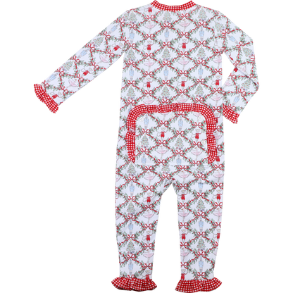 Holiday Garland Nutcracker Ballet Knit Zipper Pajamas