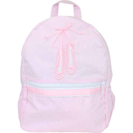 Pink Gingham Ribbon And Ballet Shoes Backpack