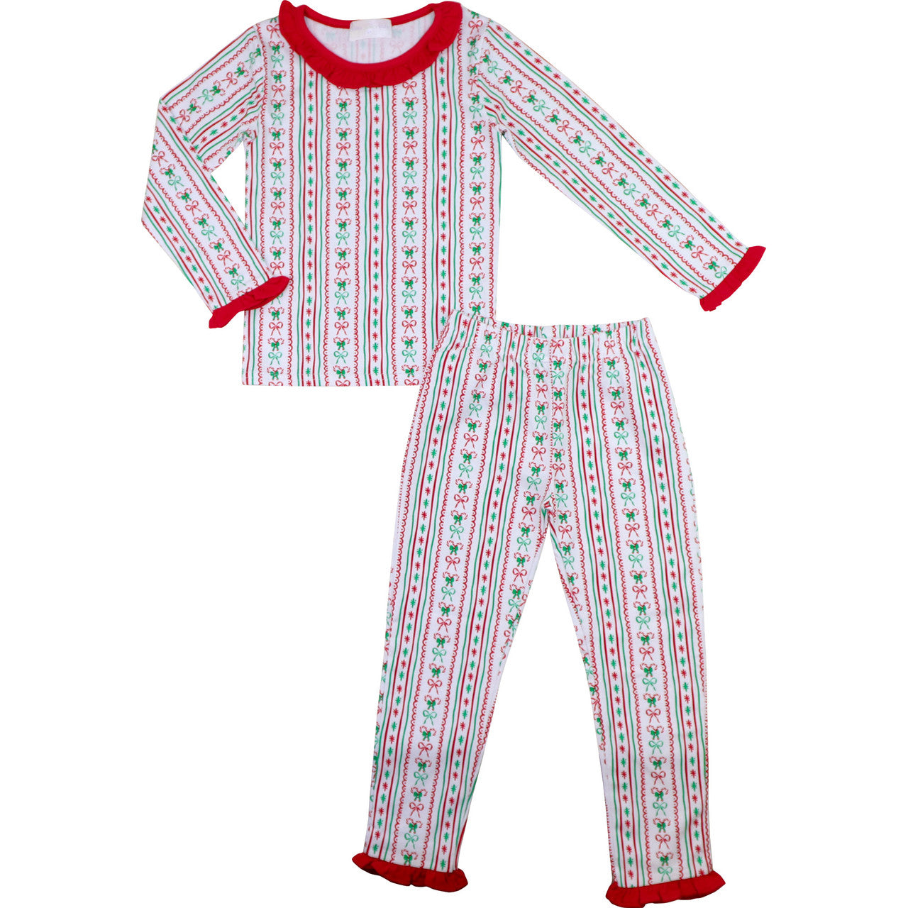 Red And Green Candy Cane Stripe Knit Pajamas