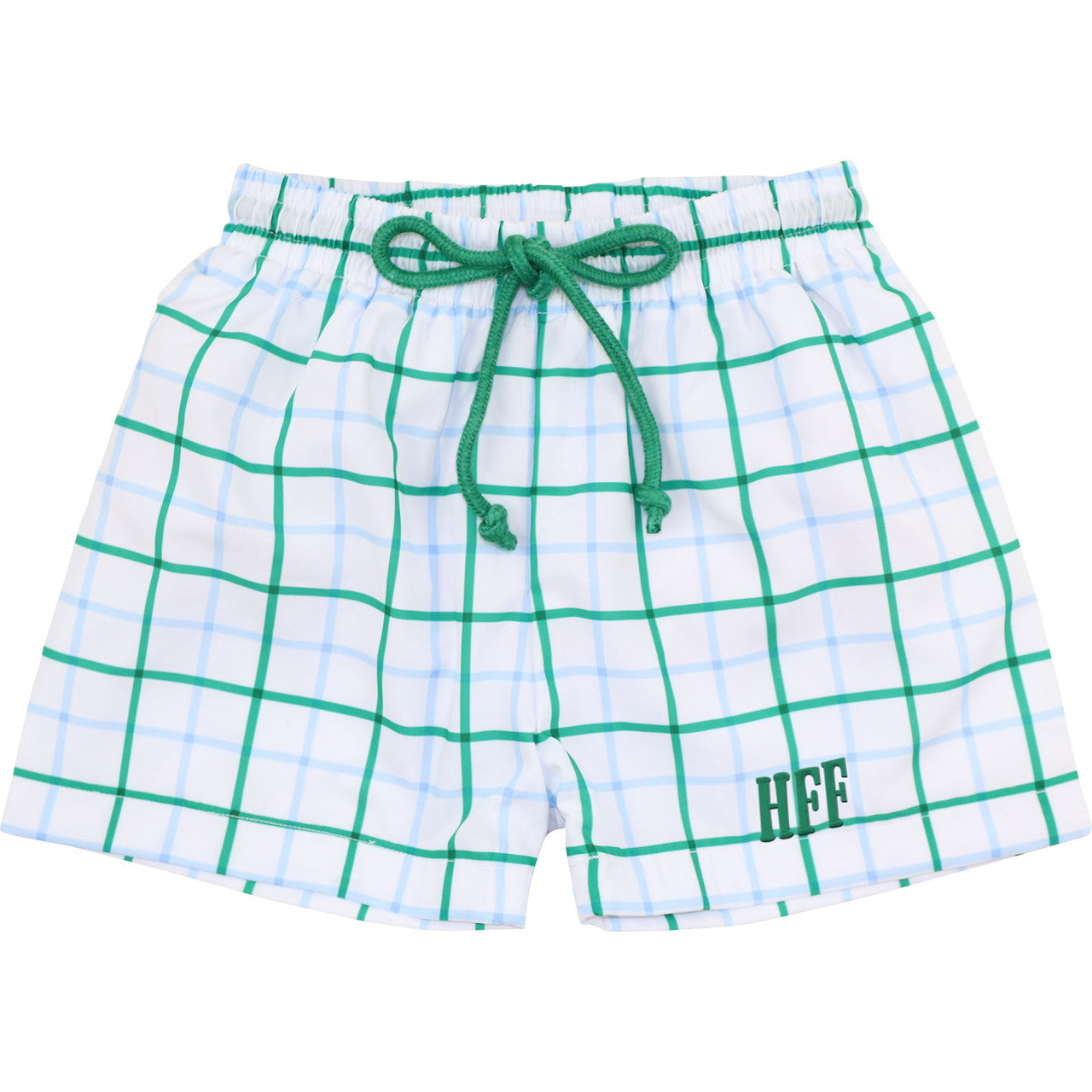 Green And Blue Windowpane Swim Trunks