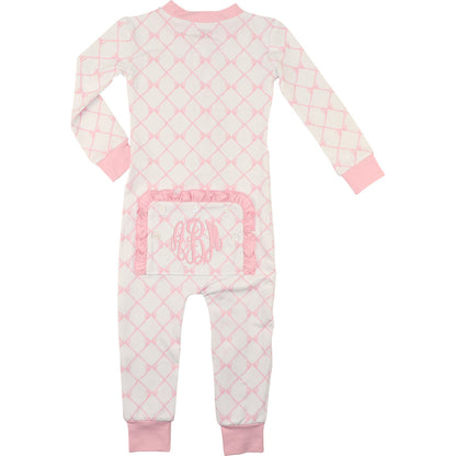 Pink Bow Trellis Knit Zipper Pajamas