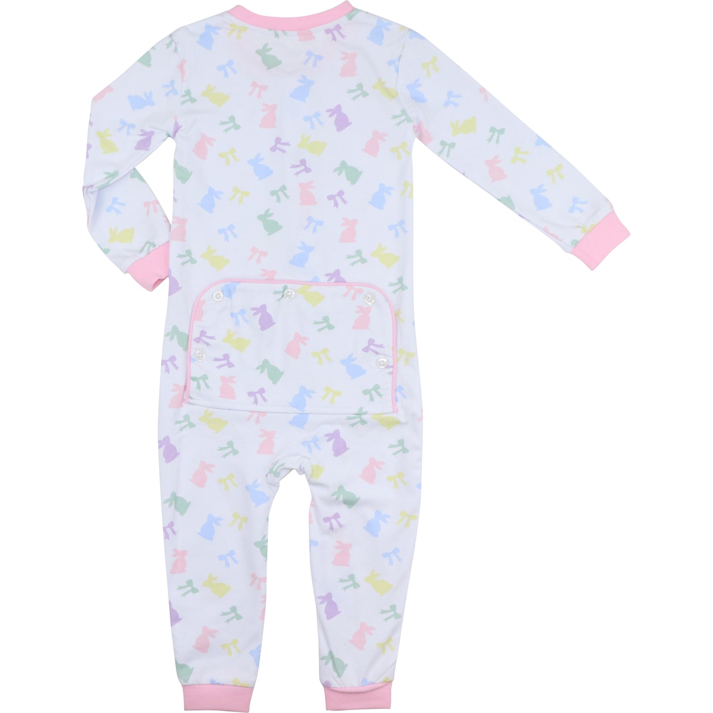 Colorful Bunnies And Bows Knit Zipper Pajamas