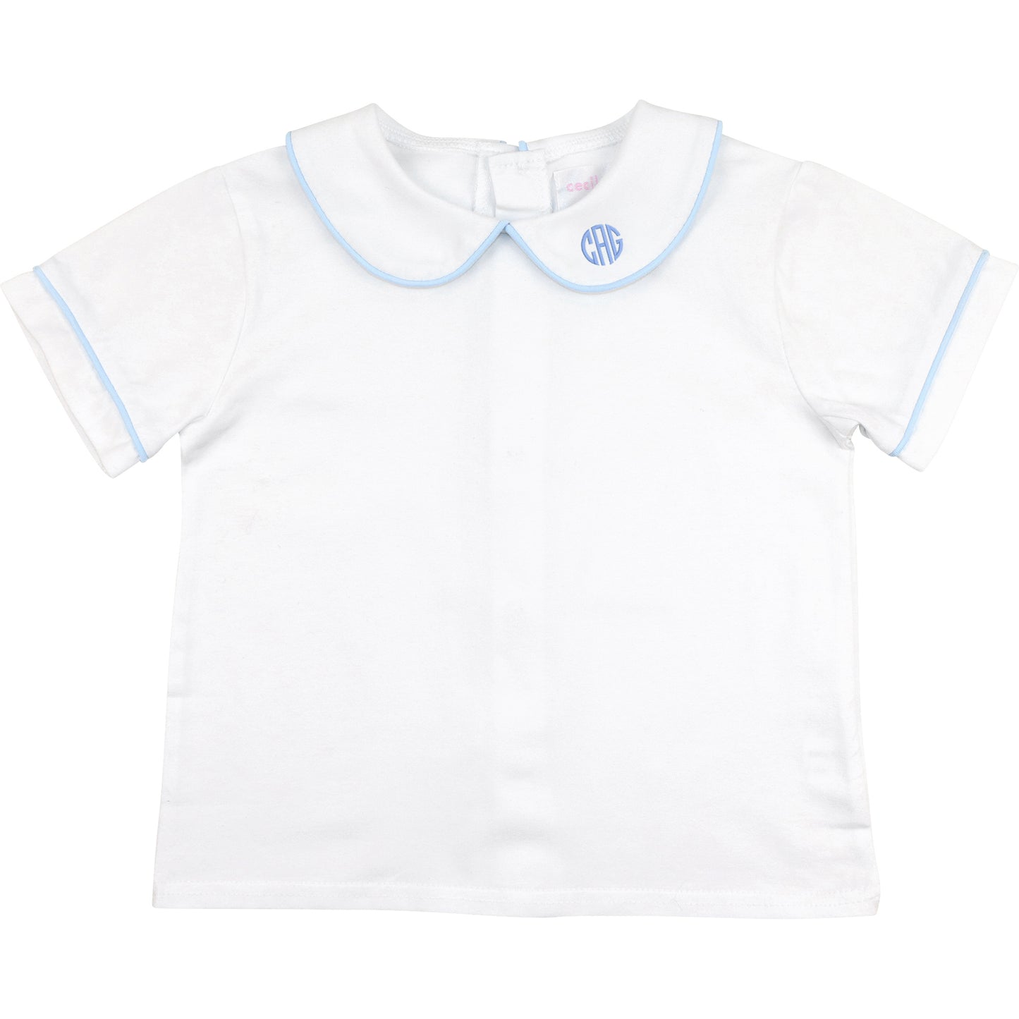 Boy's White And Blue Knit Peter Pan Shirt