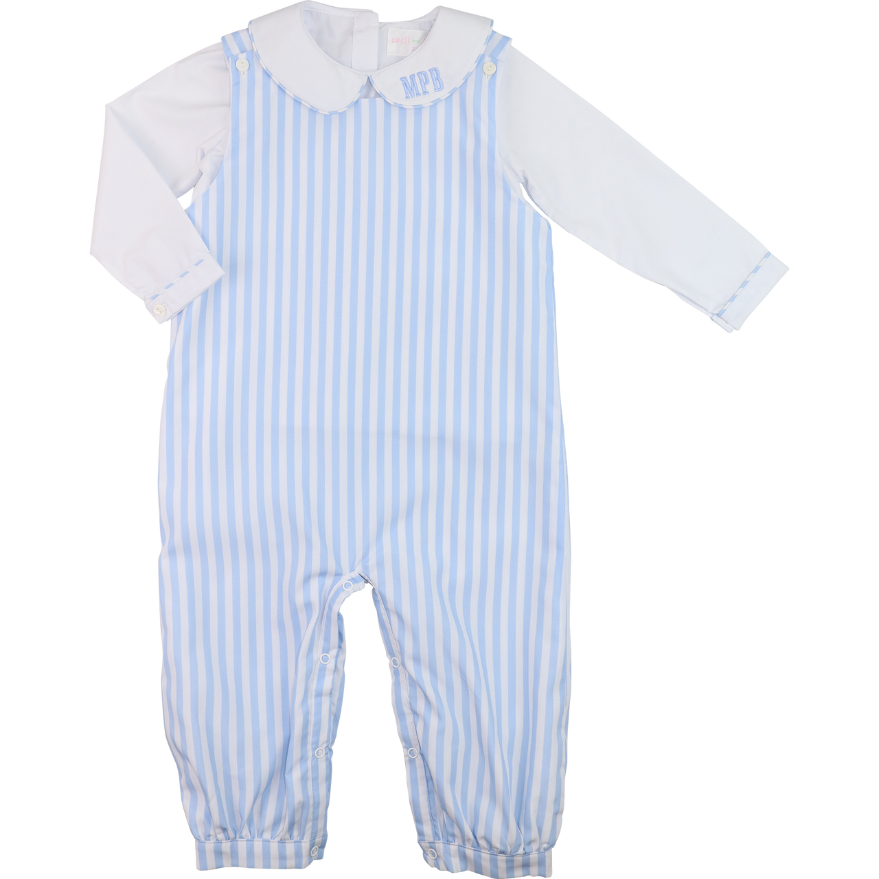 Blue Striped Long Romper Set