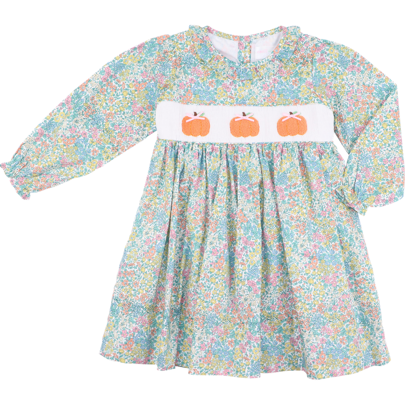 Floral Garden Smocked Pumpkin Dress