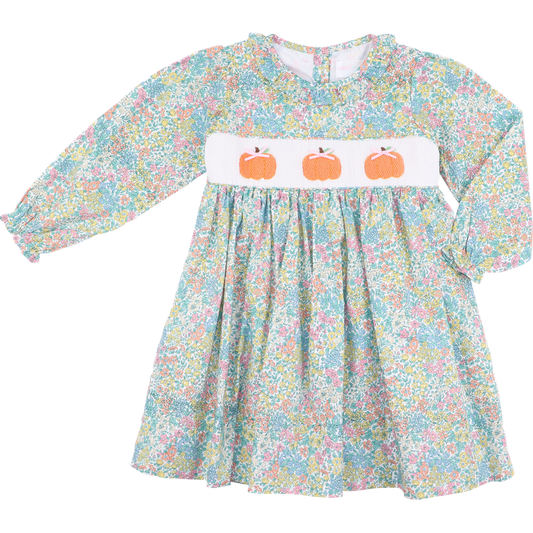 Floral Garden Smocked Pumpkin Dress