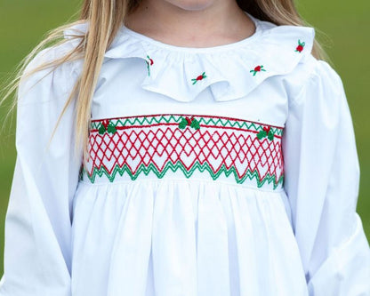 White Smocked Holiday Dress