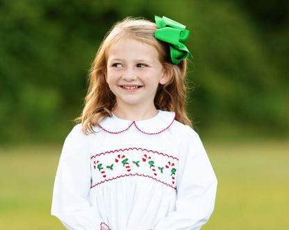 White Smocked Candy Canes Dress