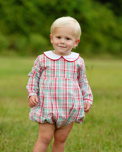 Red And Green Christmas Plaid Bubble