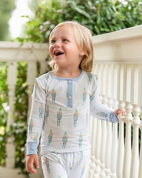 Blue And Green Toy Soldier Knit Pajamas