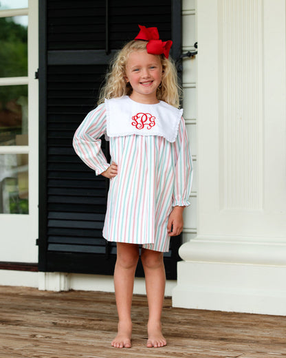 Red And Green Striped Dress