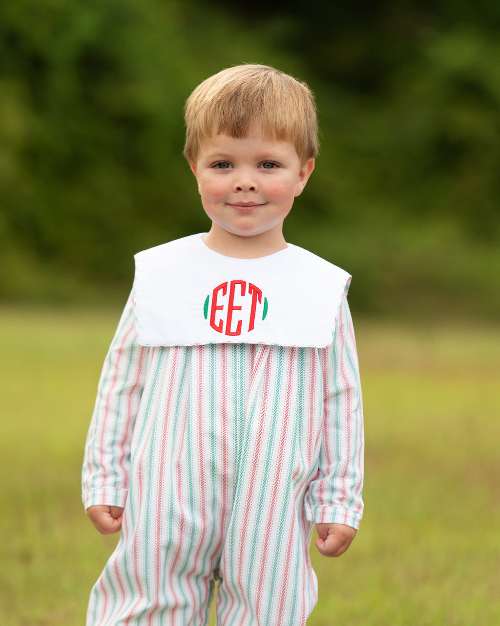 Red And Green Striped Long Romper