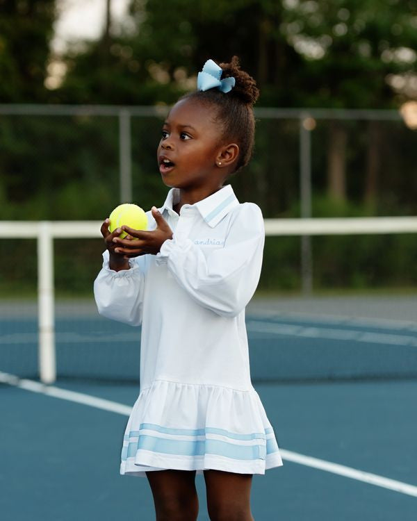 White And Blue Knit Tennis Dress