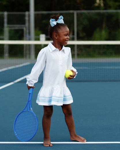 White And Blue Knit Tennis Dress