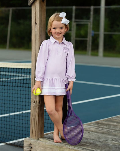 Lavender And White Gingham Knit Tennis Dress