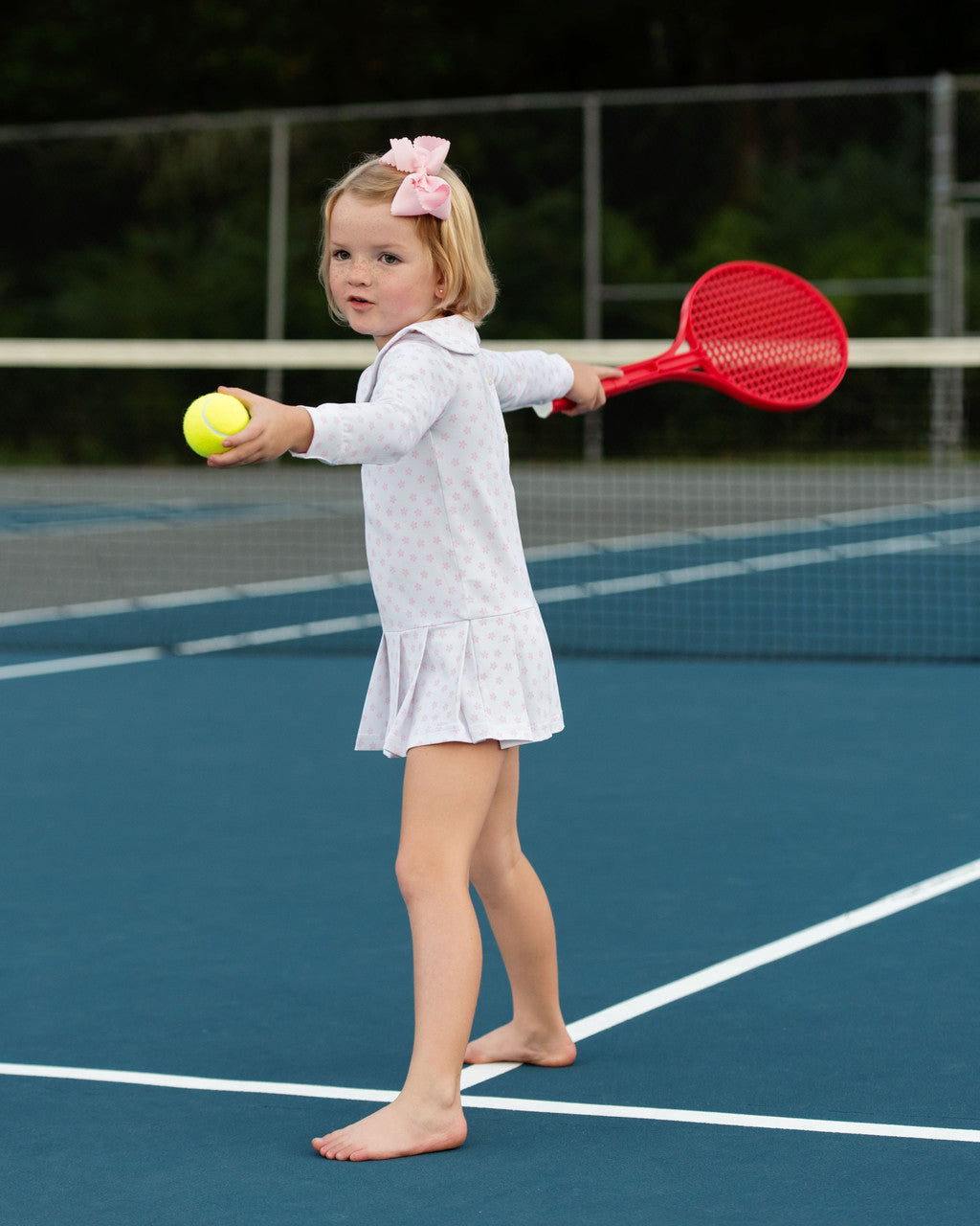 Pink Flower Print Tennis Dress