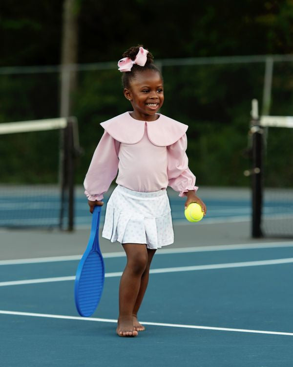 Pink Flower Print Knit Tennis Skirt Set