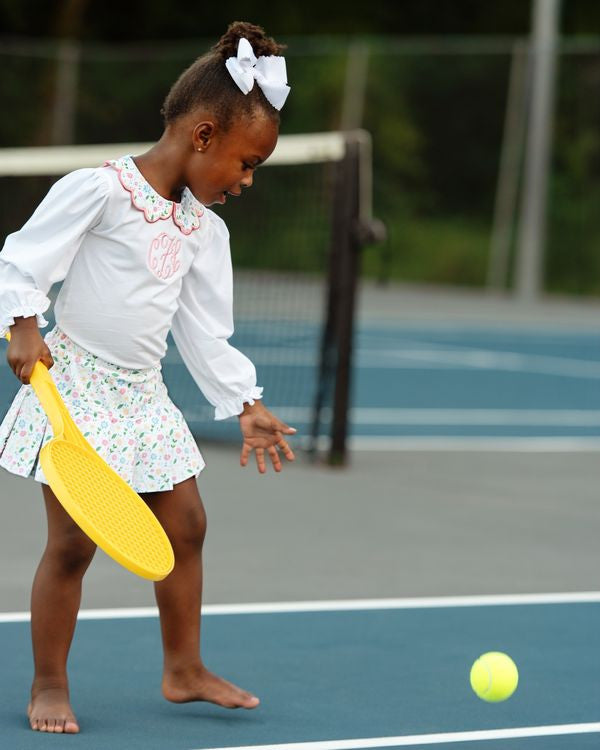 Multicolored Floral Knit Tennis Skirt Set