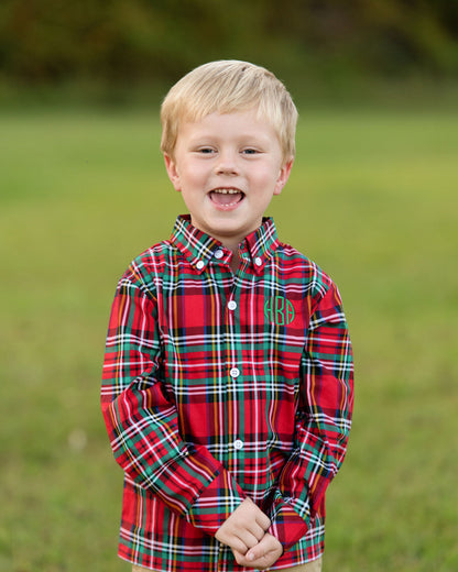 Christmas Plaid Button Down Shirt