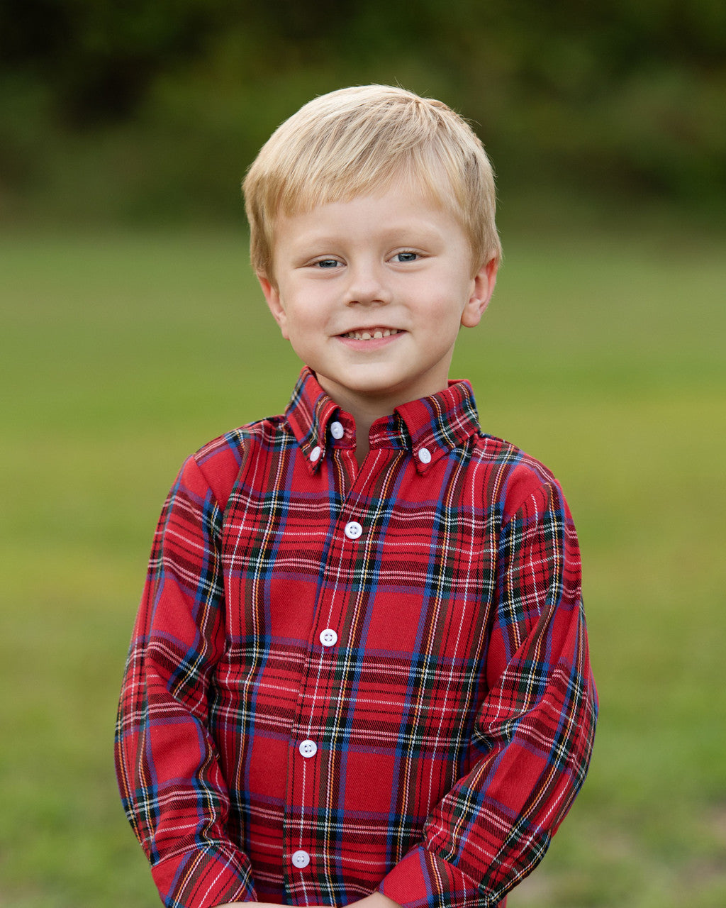 Red Holiday Plaid Button Down Shirt