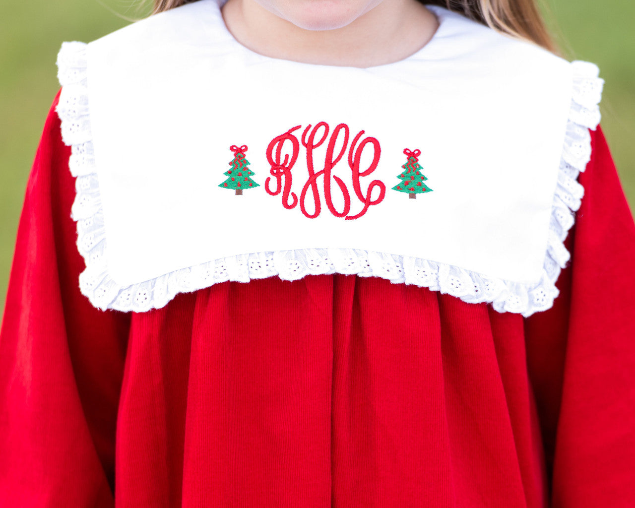 Red Corduroy Square Collar Dress