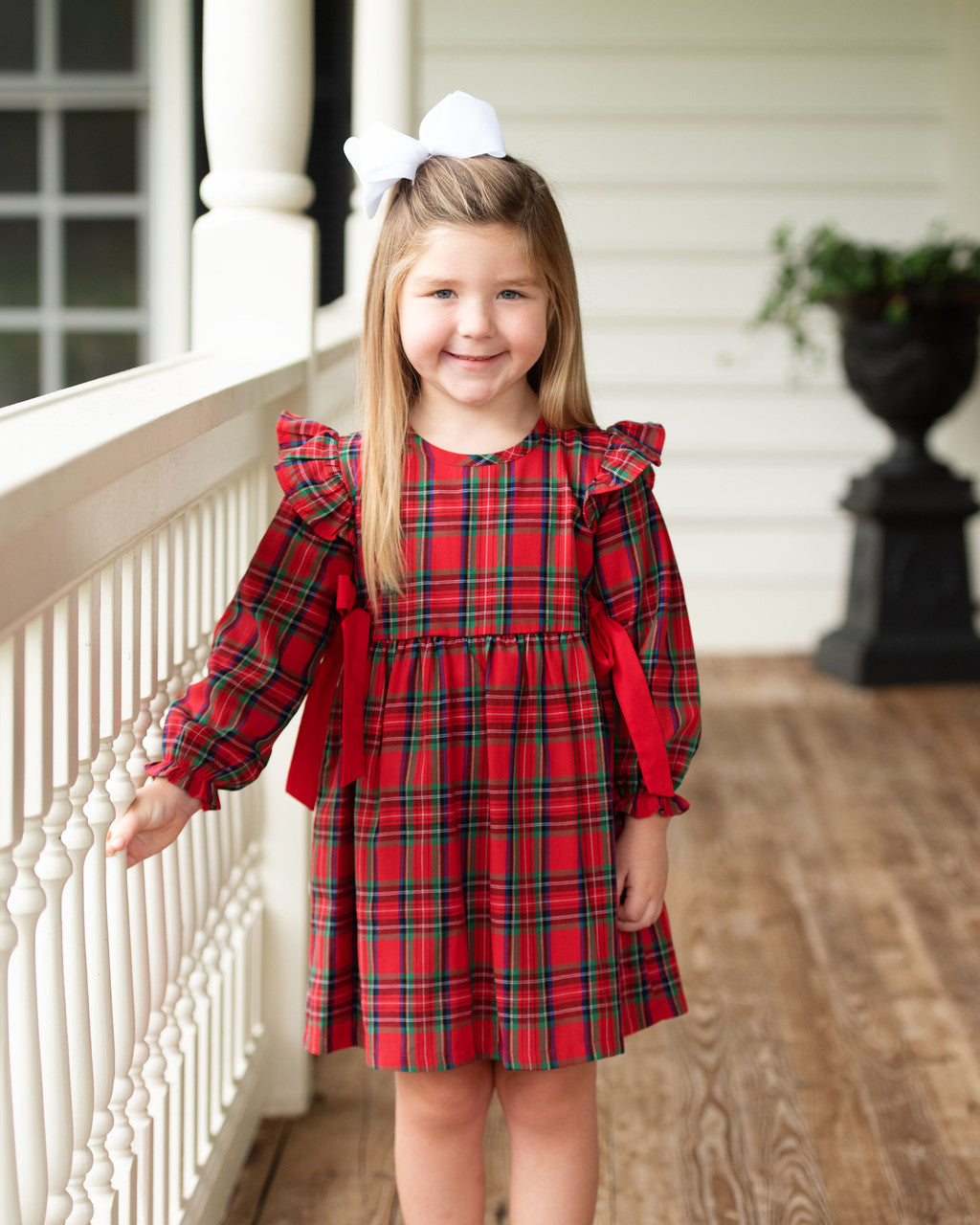 Red And Green Plaid Bow Dress